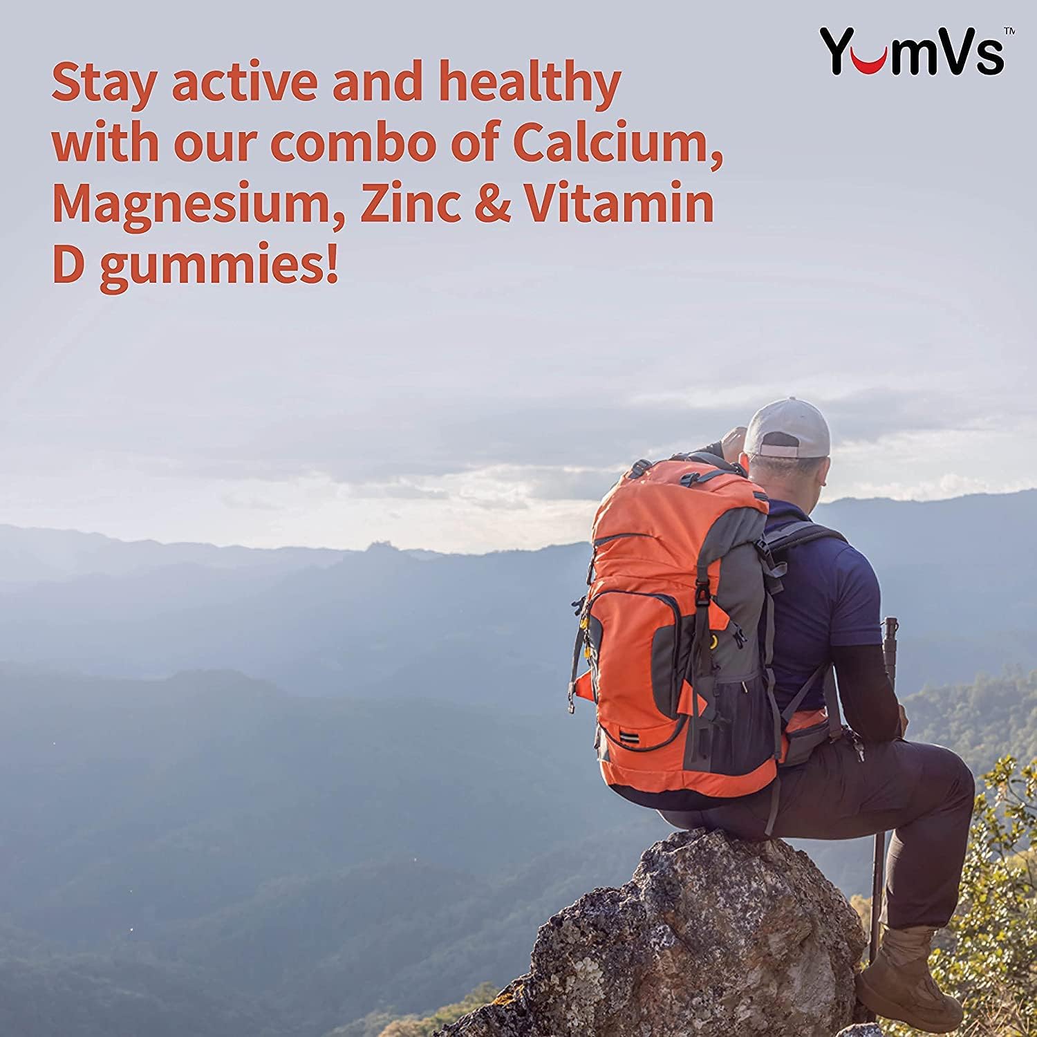 90 Count YUM-V'S Calcium, Magnesium, Zinc, and Vitamin D Gummies - Bone Health Gummy Supplement for Men, Women & Kids - Delicious Calcium Gummies with Vitamin D3, Zinc, and Magnesium