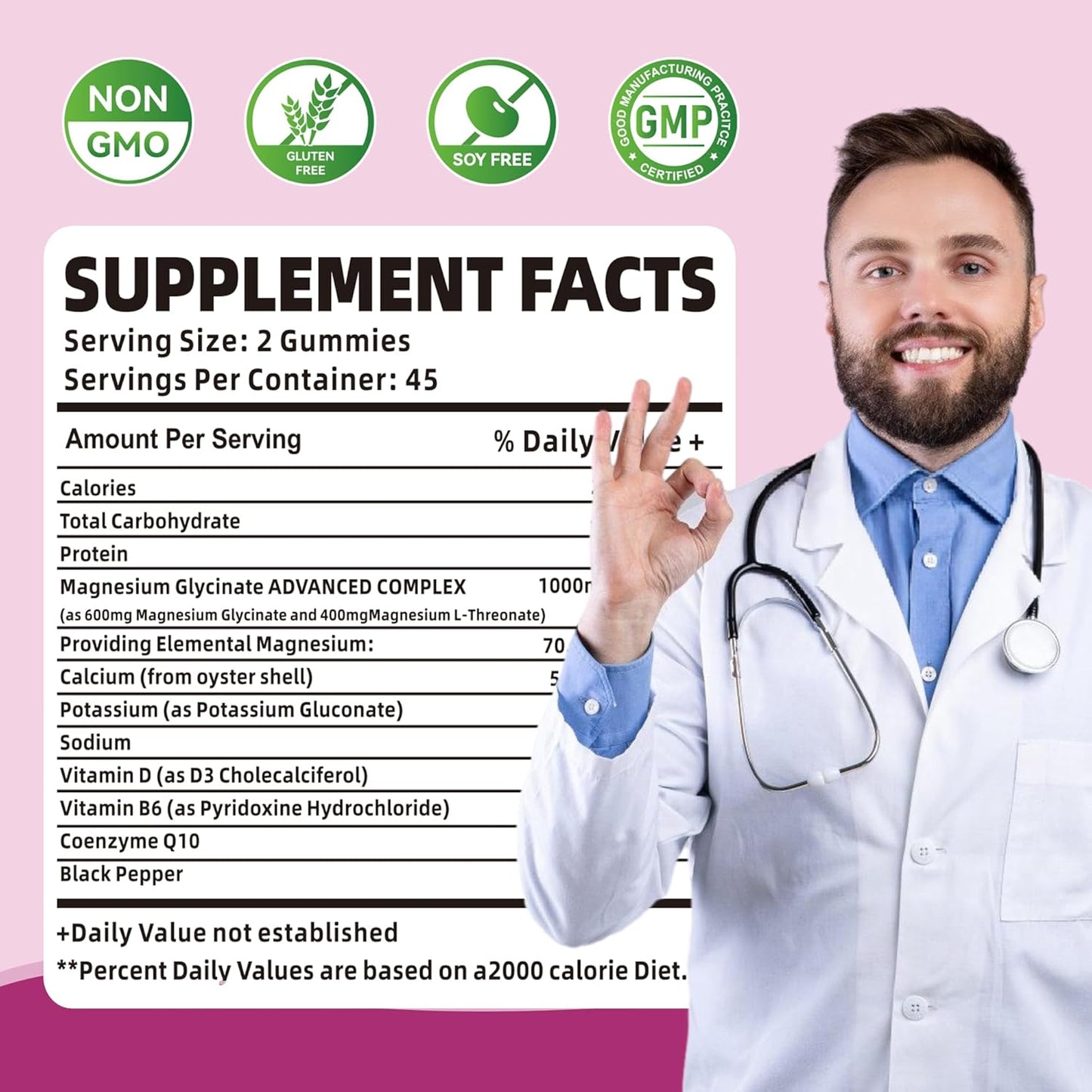 90 CT Novomins Magnesium Glycinate Gummies - 1000mg Potassium Supplement with Vitamin D, B6, CoQ10 - Elderberry Gummies for Calm Mood & Sleep Support