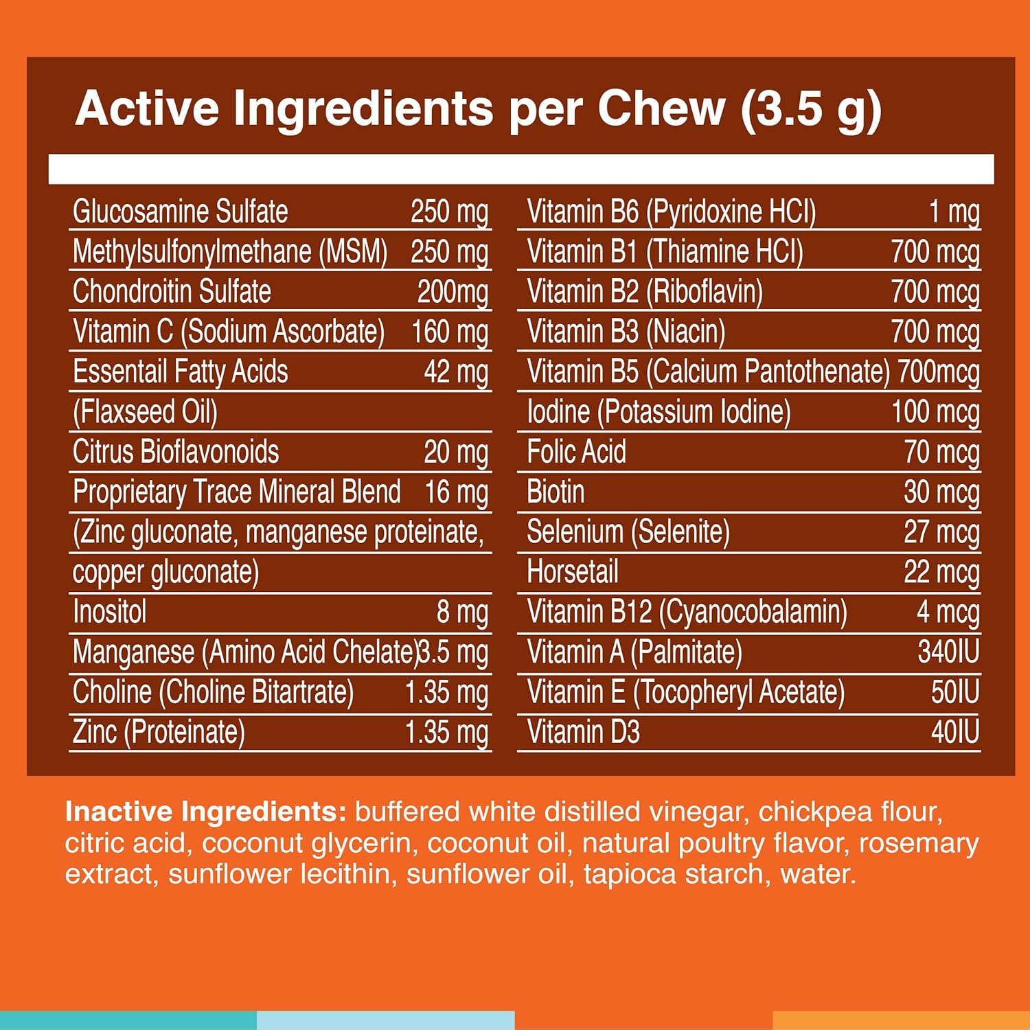 90 ct NUSENTIA Chew Vitamins for Dogs with Glucosamine, Antioxidants, Omega-3 for Joint, Skin, Liver, Heart Health - Spectrin