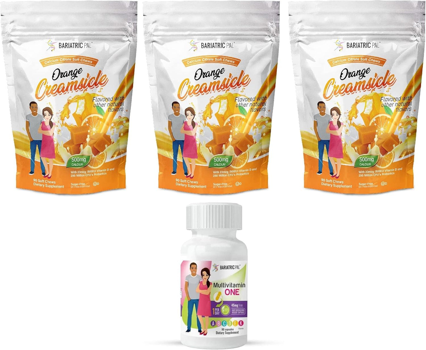 90-Day Bariatric Vitamin Bundle: Multivitamin Capsule + Calcium Citrate Soft Chews with Probiotics