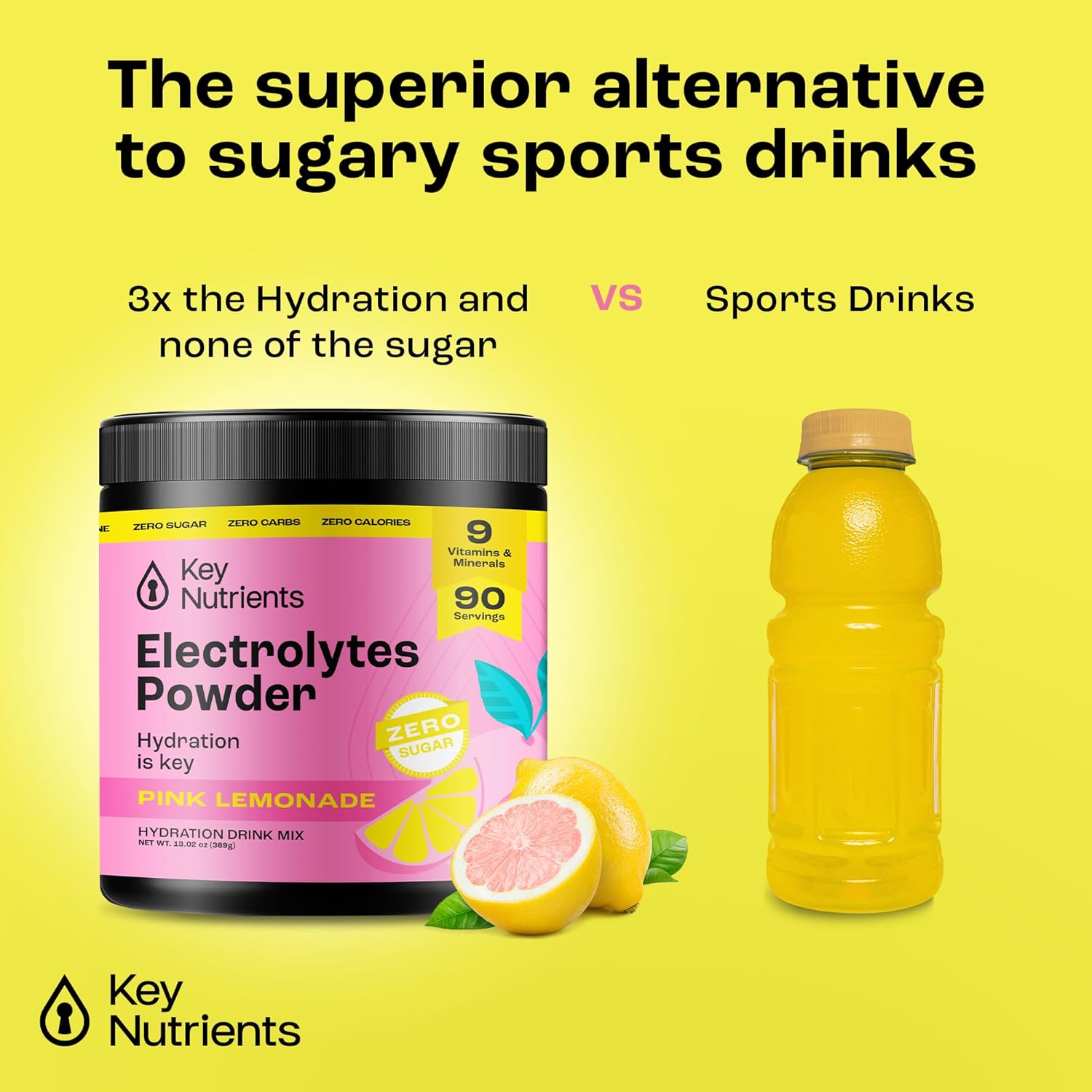 90-Day Supply of KEY NUTRIENTS Electrolyte Powder Bundle in Lemonade and Pink Lemonade Flavors