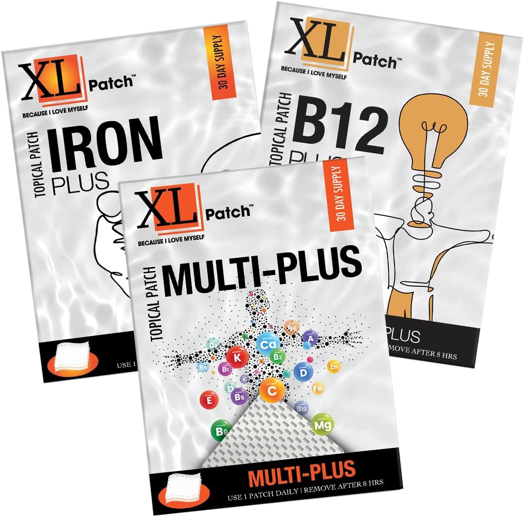 90-Day Supply of XLPATCH B12, Multi, and Iron Plus - Boost Energy and Immunity