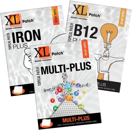 90-Day Supply of XLPATCH B12, Multi, and Iron Plus - Boost Energy and Immunity