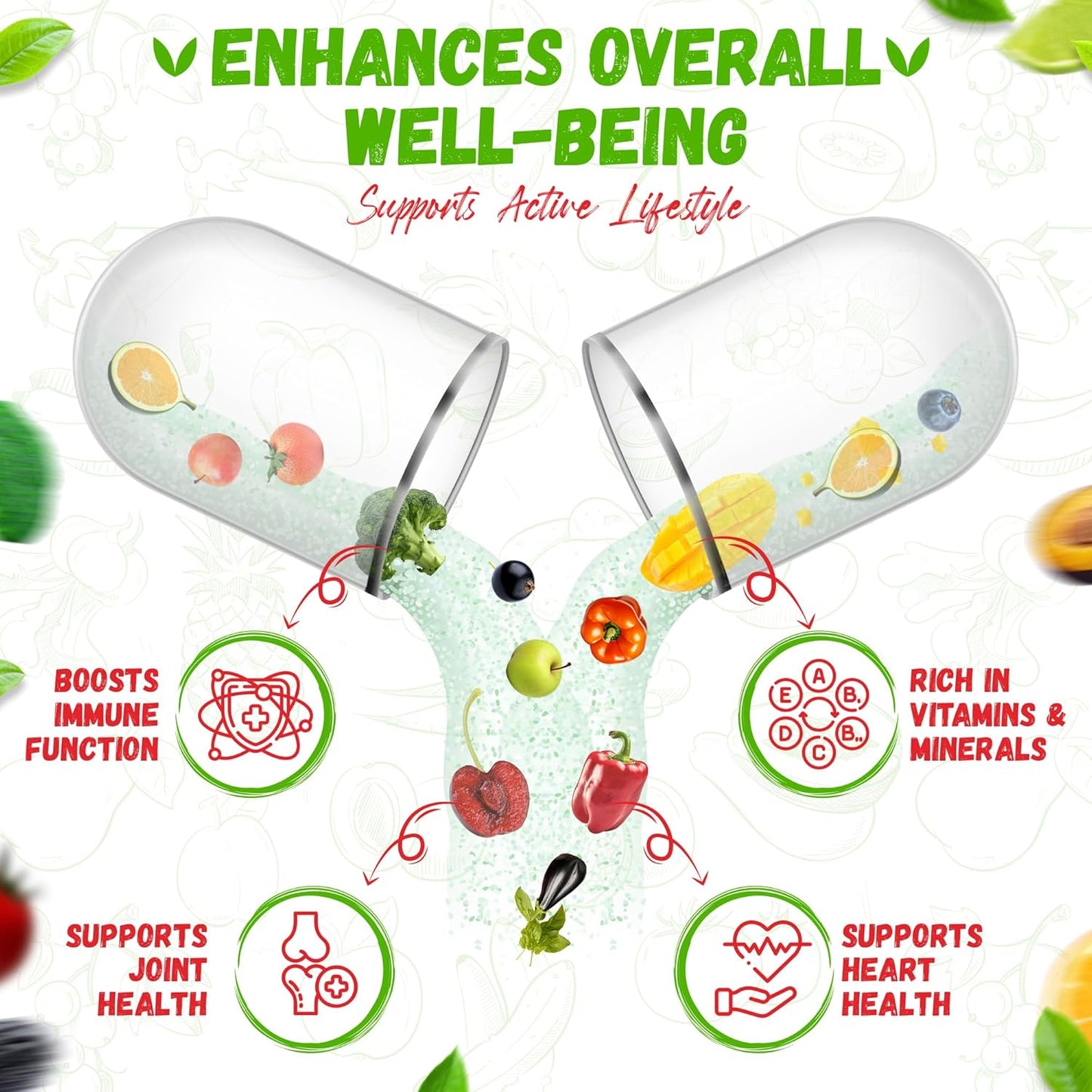 90 Forent Fruits & Veggies Capsules - Superfood Supplement with High Lycopene Vitamins & Minerals for Energy and Immune Support - USA-Made