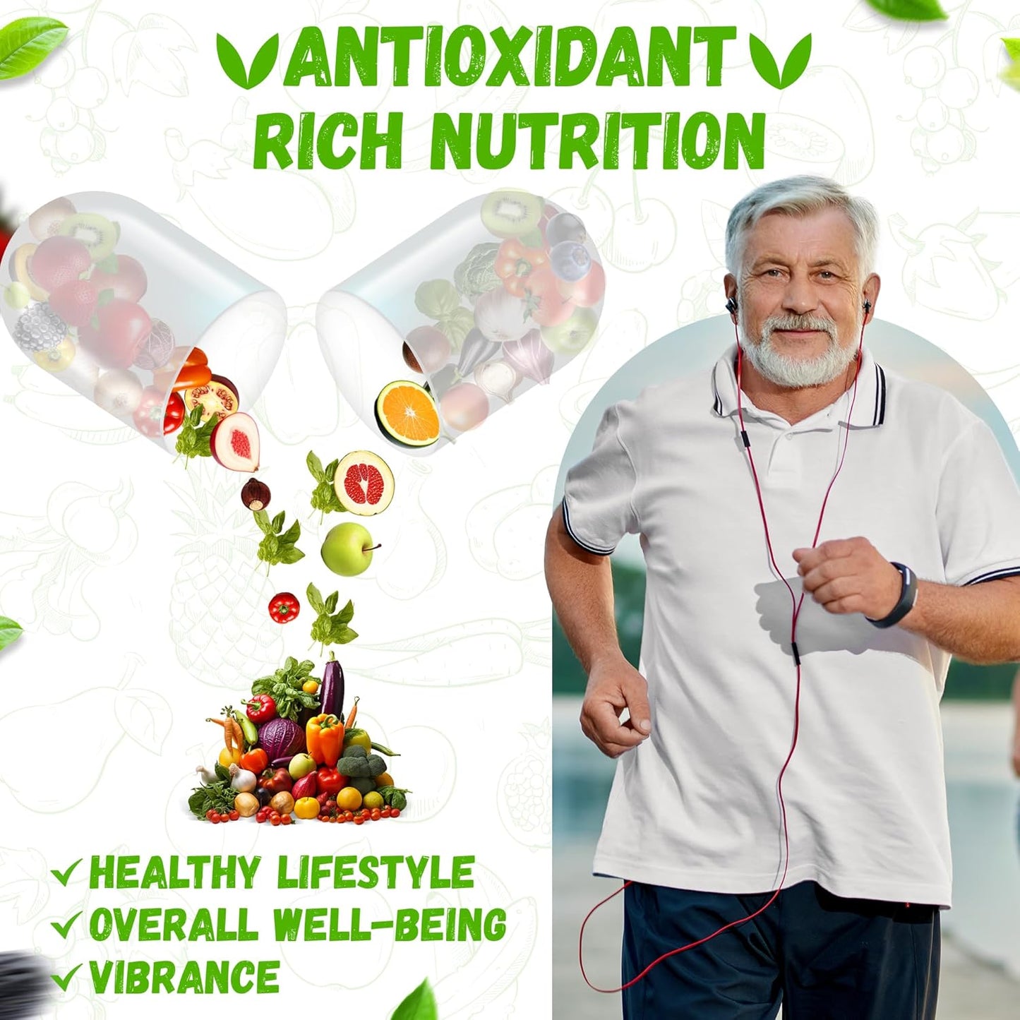 90 Forent Fruits & Veggies Capsules - Superfood Supplement with High Lycopene Vitamins & Minerals for Energy and Immune Support - USA-Made