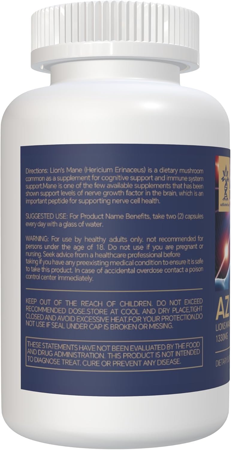 90 Lions Mane Mushroom Cognition Capsules - Brain Supplement for Focus, Memory & Clarity