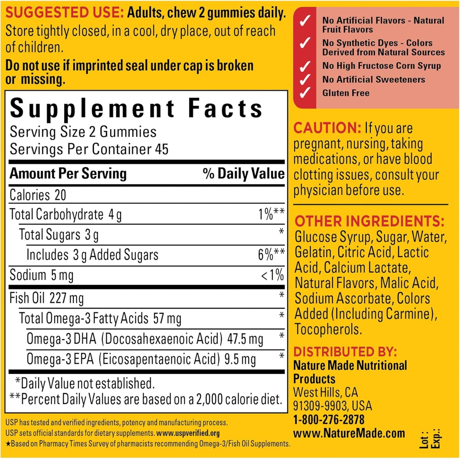 90 Nature Made Fish Oil Gummies with 57mg Omega 3s, Heart-Healthy Softgels in Strawberry, Lemon, & Orange Flavors