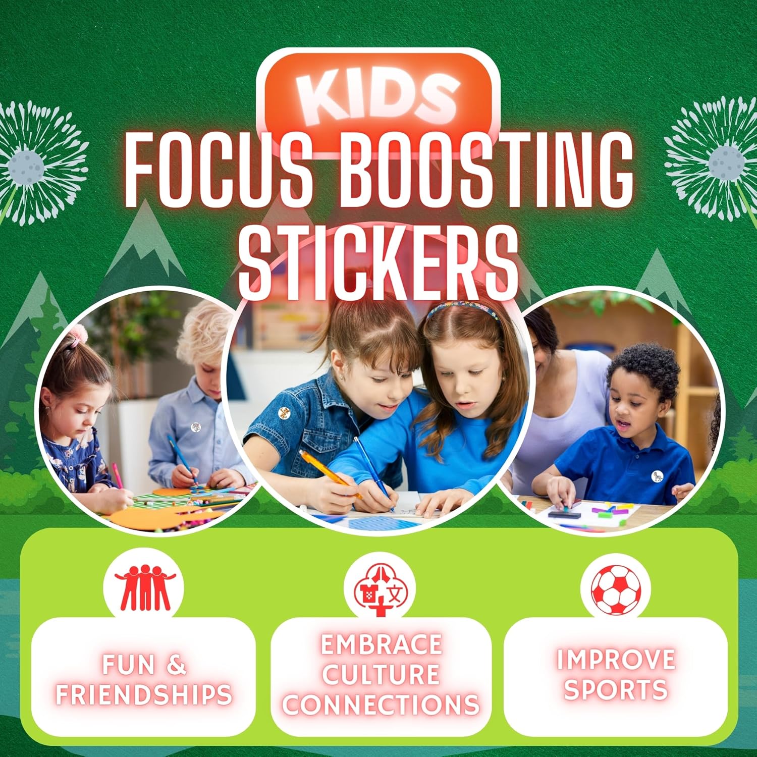 90 Pack of Focus-Boosting Stickers for Improved Attention and Brain Health - Drug-Free, Bubble Design, Suitable for Clothing, Unisex