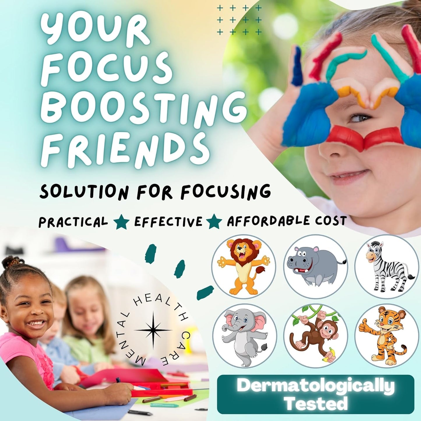 90 Pack of Focus-Boosting Stickers for Improved Attention and Brain Health - Drug-Free, Bubble Design, Suitable for Clothing, Unisex