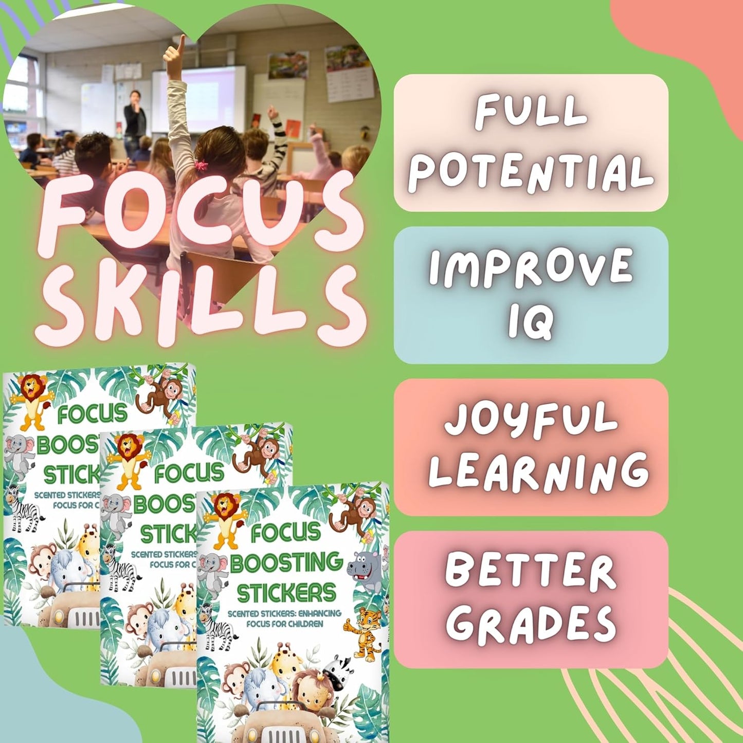 90 Pack of Focus-Boosting Stickers for Improved Attention and Brain Health - Drug-Free, Bubble Design, Suitable for Clothing, Unisex