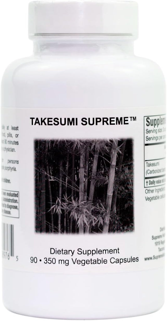 90 Pure Activated Bamboo Charcoal Vegetarian Capsules by Supreme Nutrition Takesumi Supreme