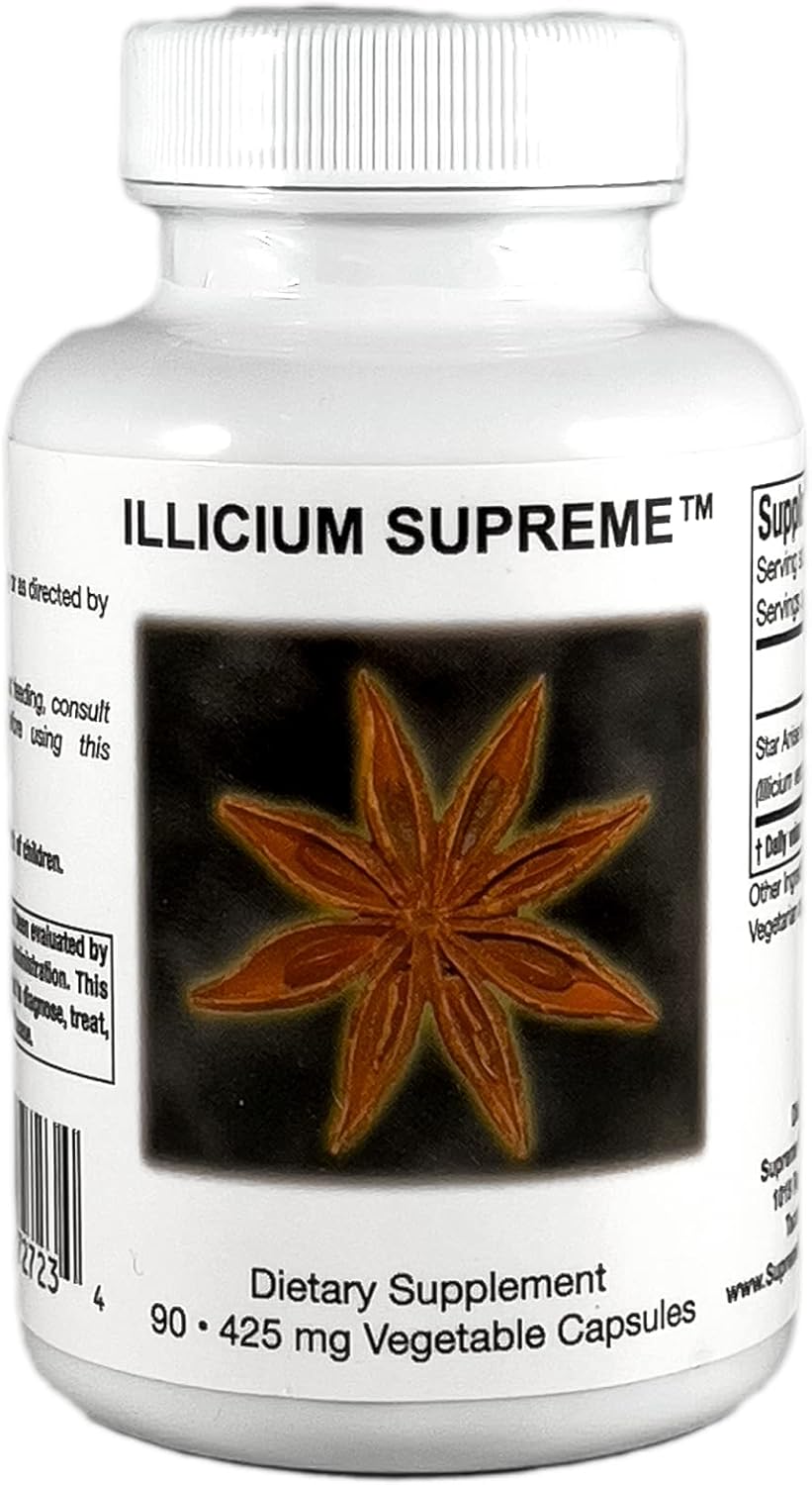 90 Pure Star Anise Vegetarian Capsules by Supreme Nutrition Products - Illicium Supplement