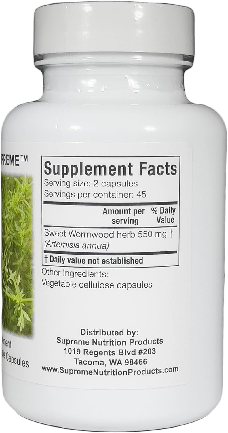 90 Pure Sweet Wormwood Vegetarian Capsules by Supreme Nutrition Artemisia - High-Quality Nutrition Supplement