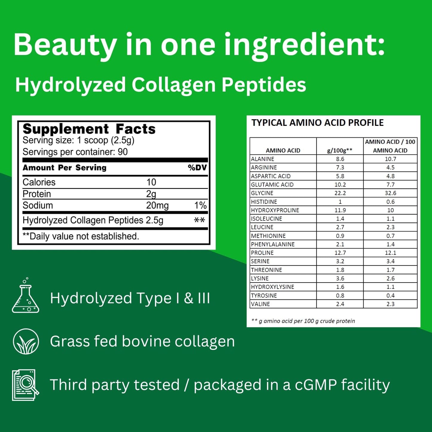 90 Servings of SYNERTECH NUTRITION Bioactive Collagen Peptides Powder - Type I & III with VERISOL - Non-GMO, Grass Fed, Gluten Free, Keto-Friendly