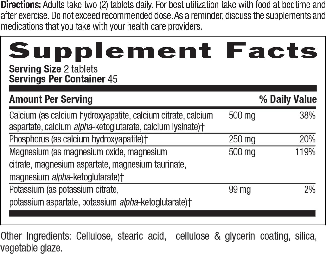 90 Tablets of Country Life Calcium Magnesium Potassium Supplement for Bone and Muscle Health