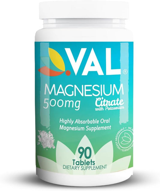 90 Tablets of VAL Magnesium Citrate with B6 and Potassium for Essential Mineral Support