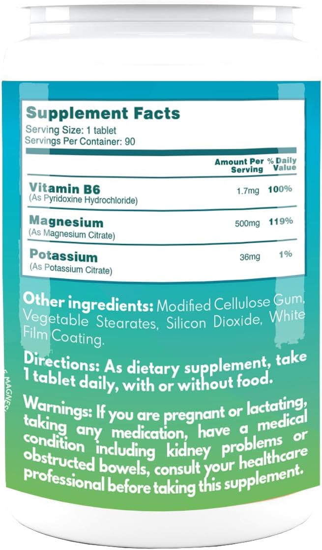 90 Tablets of VAL Magnesium Citrate with B6 and Potassium for Essential Mineral Support