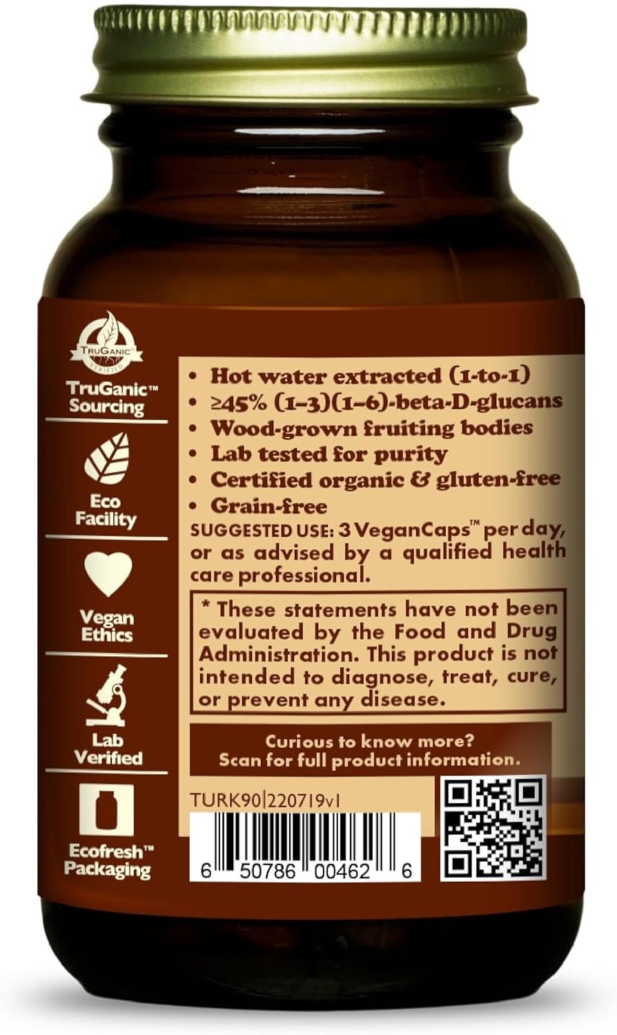 90 Vegan Capsules of HealthForce SuperFoods Turkey Tail Supplement