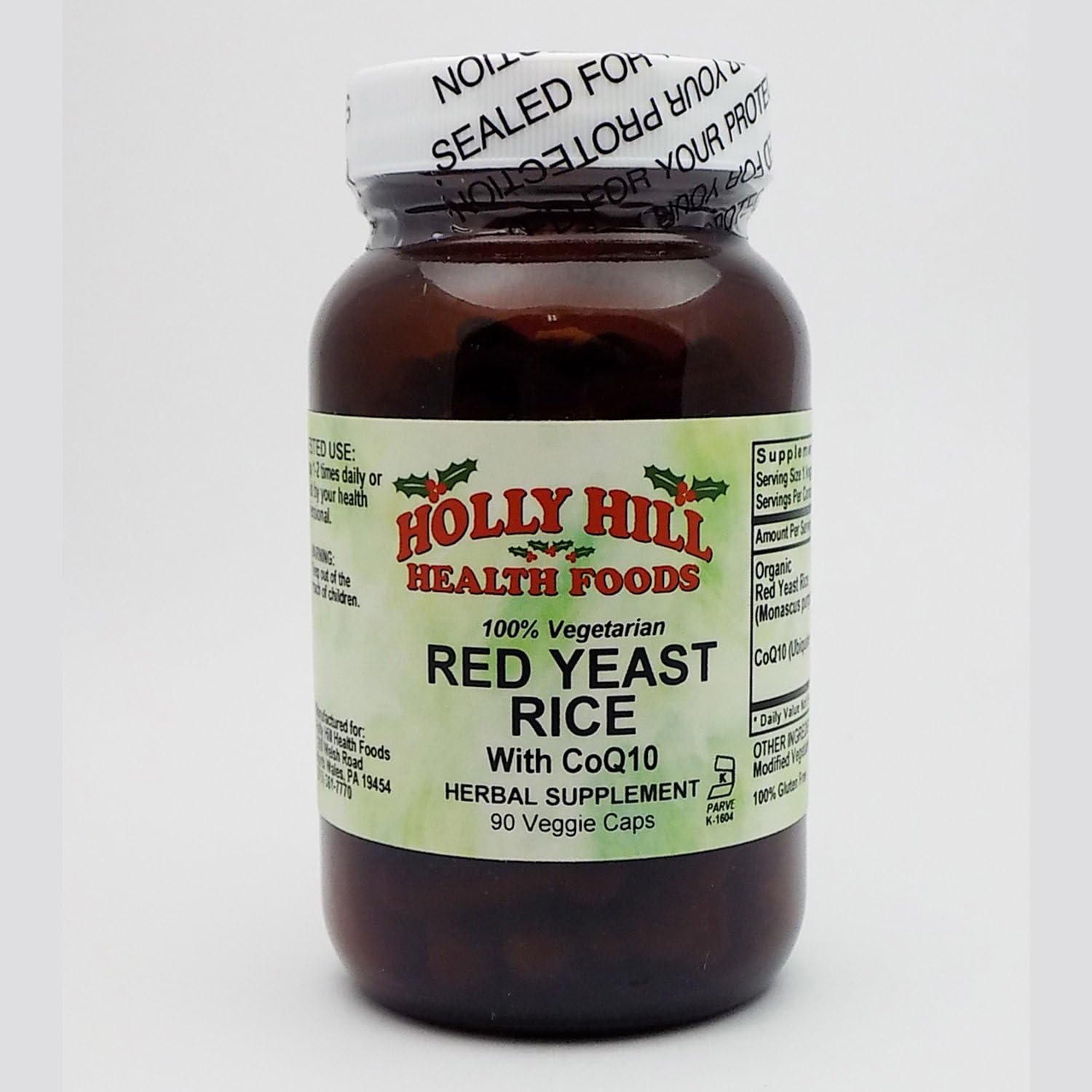 90 Vegetarian Capsules of Holly Hill Health Foods Red Yeast Rice for Heart Health