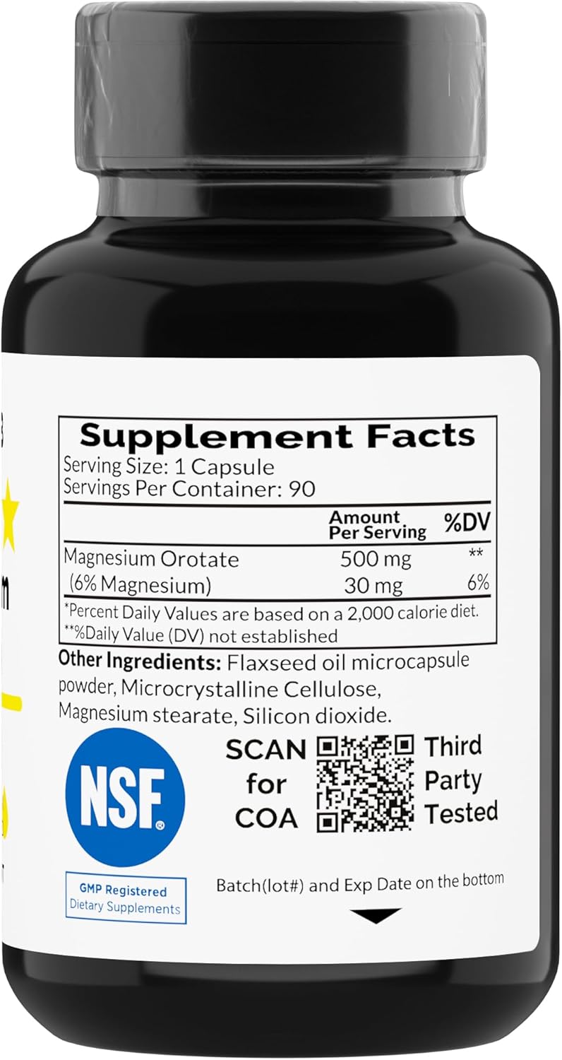 90 Vegetarian Capsules of MONOHERB Magnesium Orotate 500 mg - Natural Mineral Supplement