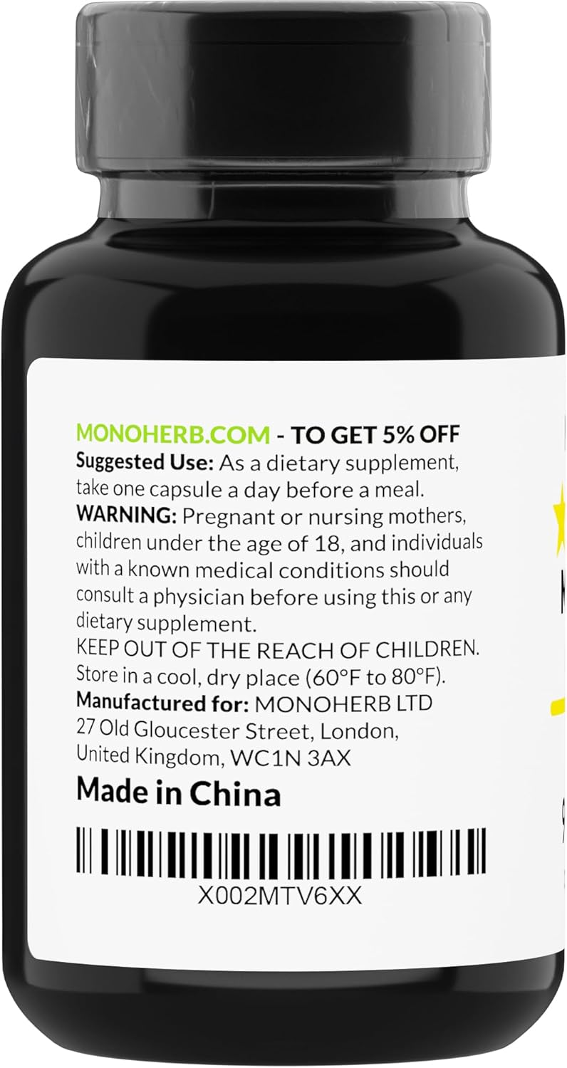 90 Vegetarian Capsules of MONOHERB Magnesium Orotate 500 mg - Natural Mineral Supplement