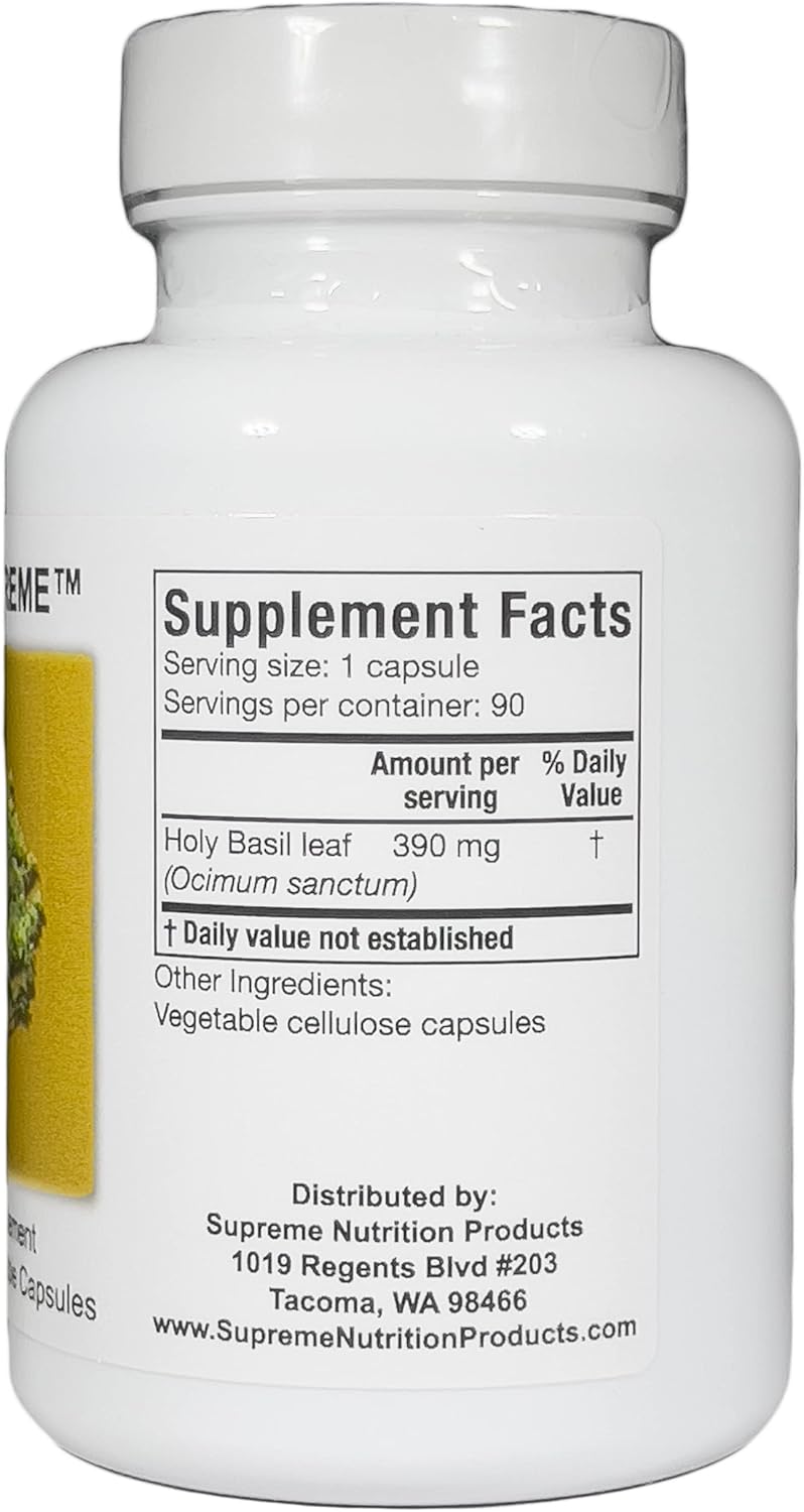 90 Vegetarian Capsules of Supreme Nutrition Tulsi Holy Basil for Ultimate Nutrition