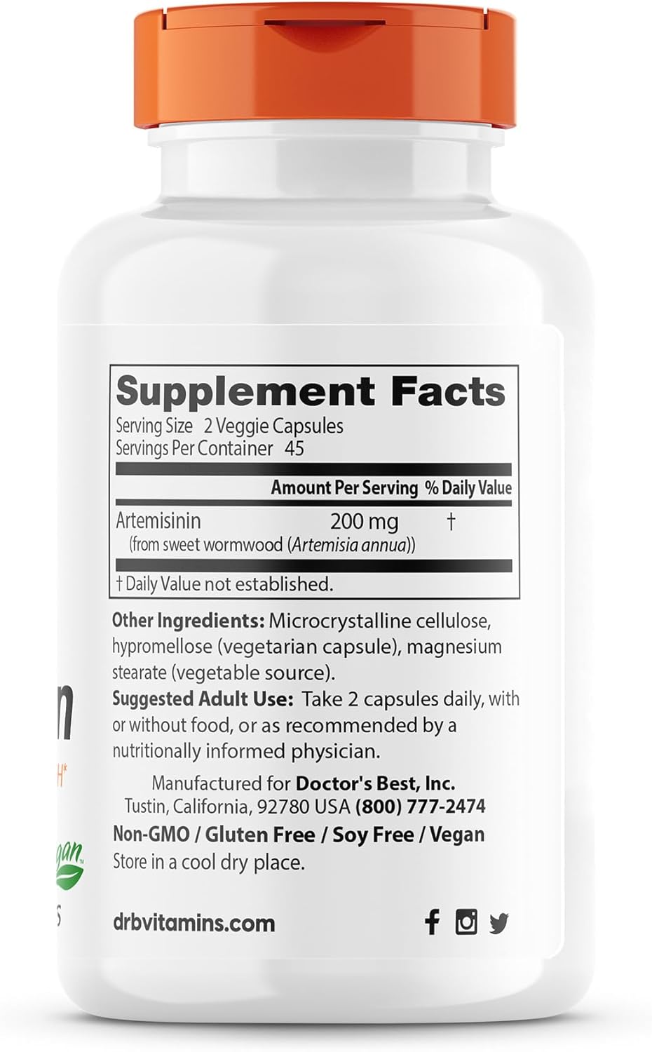 90 Veggie Caps Doctor's Best Artemisinin - Non-GMO, Vegan & Gluten-Free Formula