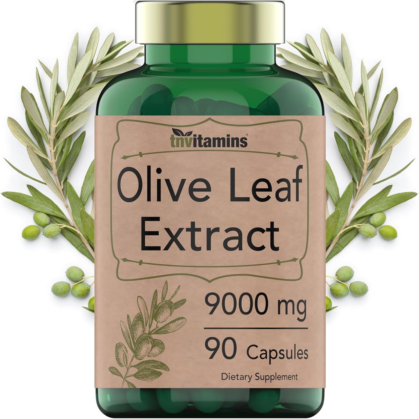 9000 MG Olive Leaf Extract Capsules - 90 Count | High Oleuropein Content | Antioxidant Rich with Polyphenols | Non-GMO | Made in USA - BoostGo Australia