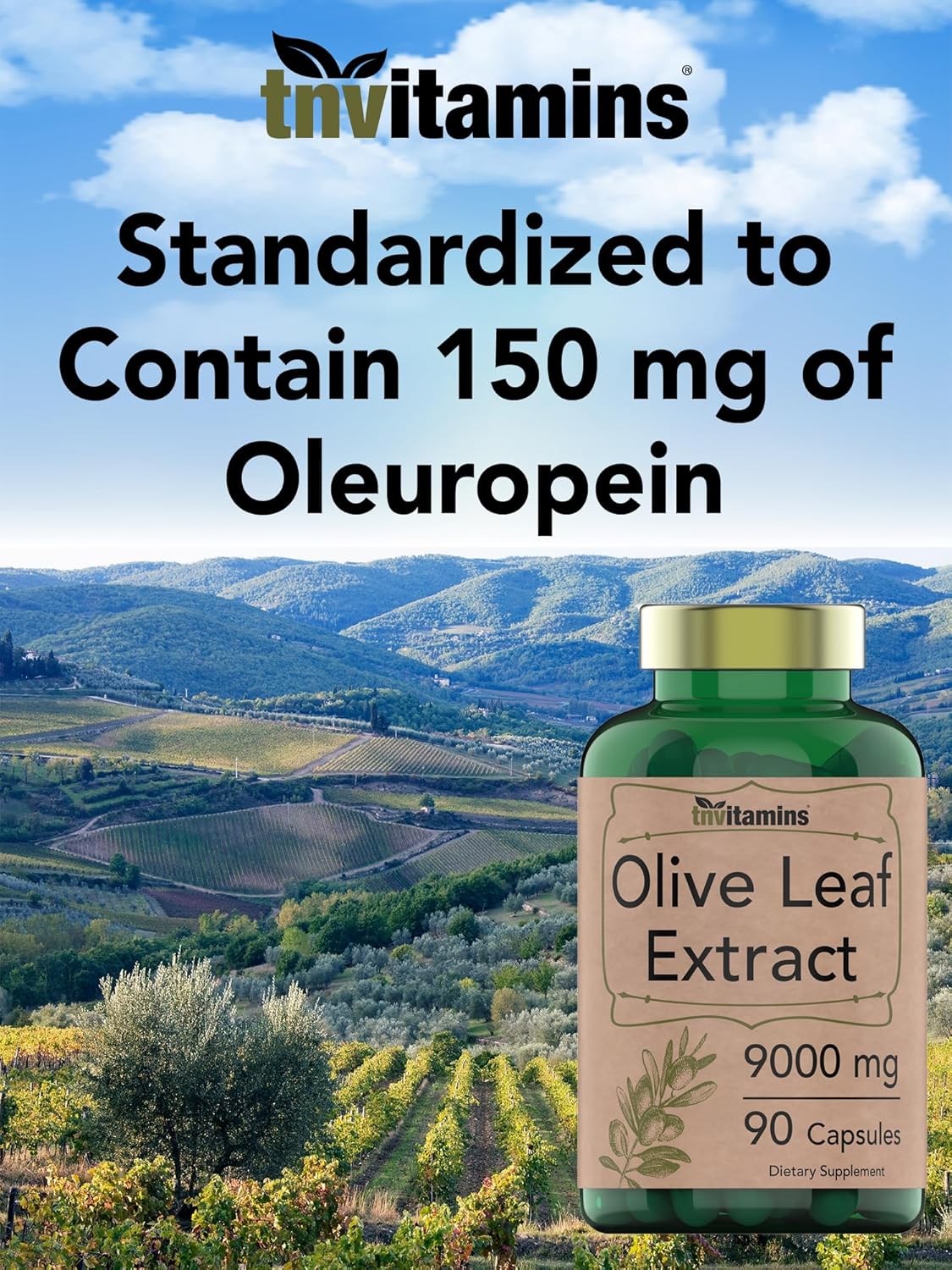 9000 MG Olive Leaf Extract Capsules - 90 Count | High Oleuropein Content | Antioxidant Rich with Polyphenols | Non-GMO | Made in USA - BoostGo Australia