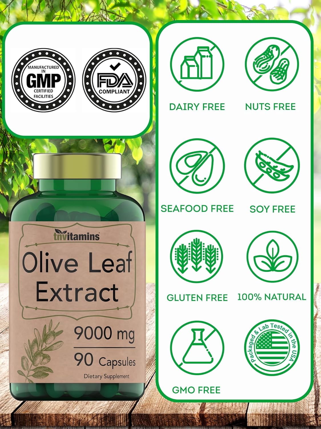 9000 MG Olive Leaf Extract Capsules - 90 Count | High Oleuropein Content | Antioxidant Rich with Polyphenols | Non-GMO | Made in USA - BoostGo Australia
