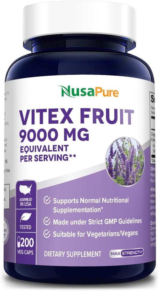9000mg Vitex Chasteberry Fruit Extract - 200 Veg Caps 200 Day Supply - Non-GMO & Gluten Free - BoostGo Australia