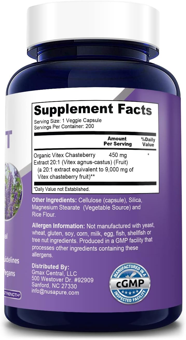 9000mg Vitex Chasteberry Fruit Extract - 200 Veg Caps 200 Day Supply - Non-GMO & Gluten Free - BoostGo Australia