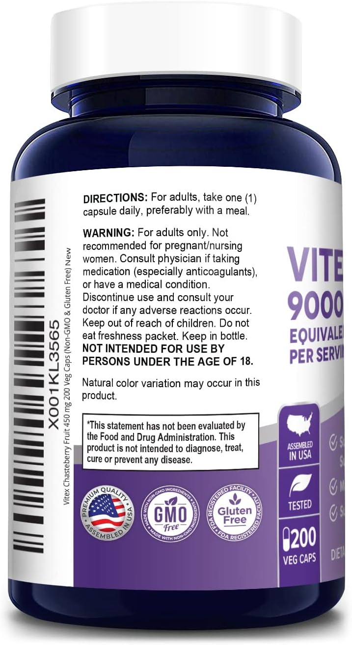 9000mg Vitex Chasteberry Fruit Extract - 200 Veg Caps 200 Day Supply - Non-GMO & Gluten Free - BoostGo Australia