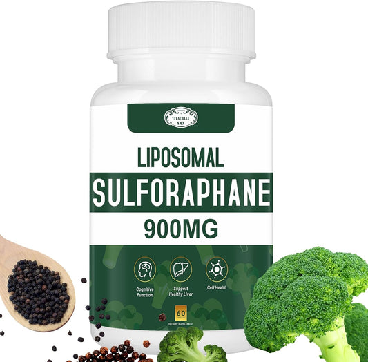 900MG Liposomal Sulforaphane Broccoli Extract Supplement - Liver Support for Antioxidant, Digestion, Cellular Health - 60 Capsules