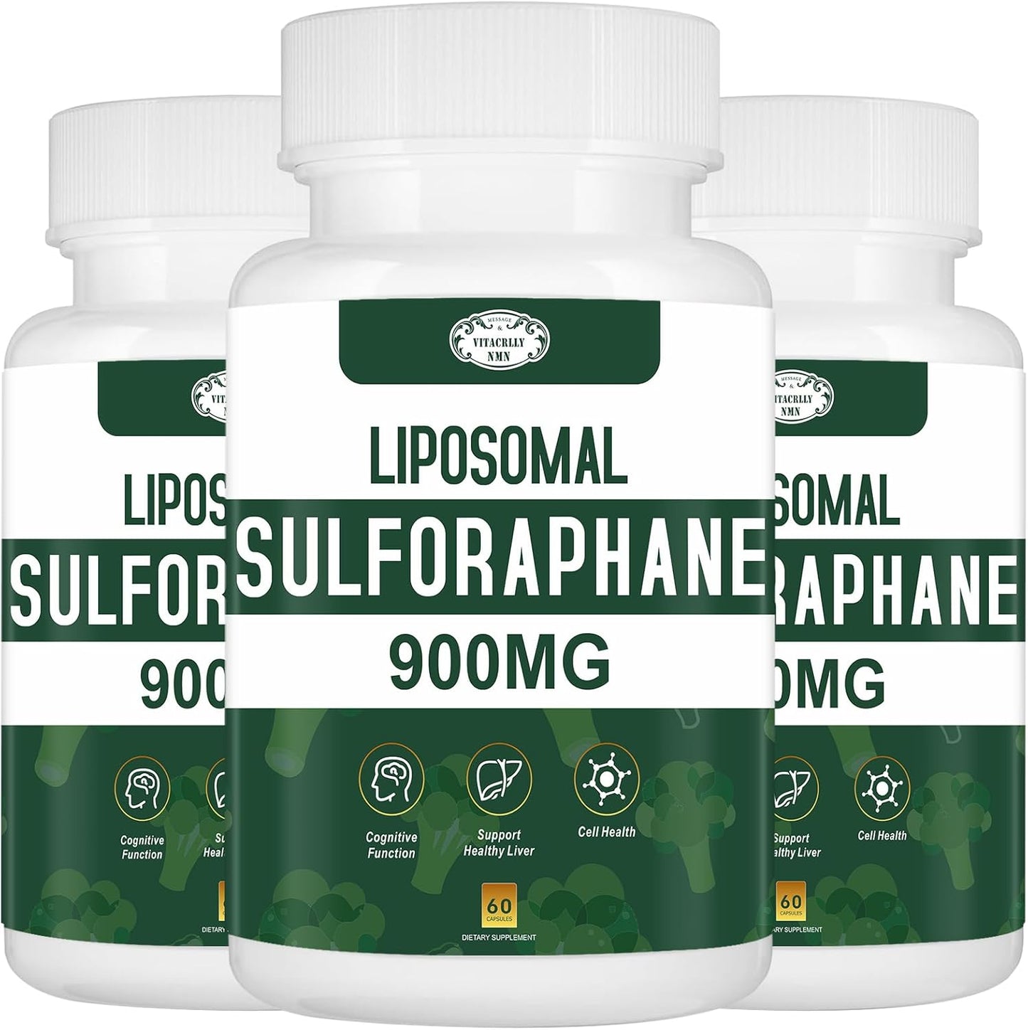 900MG Liposomal Sulforaphane Supplement - Broccoli Extract Liver Health Capsules - Antioxidant, Digestion & Cellular Support