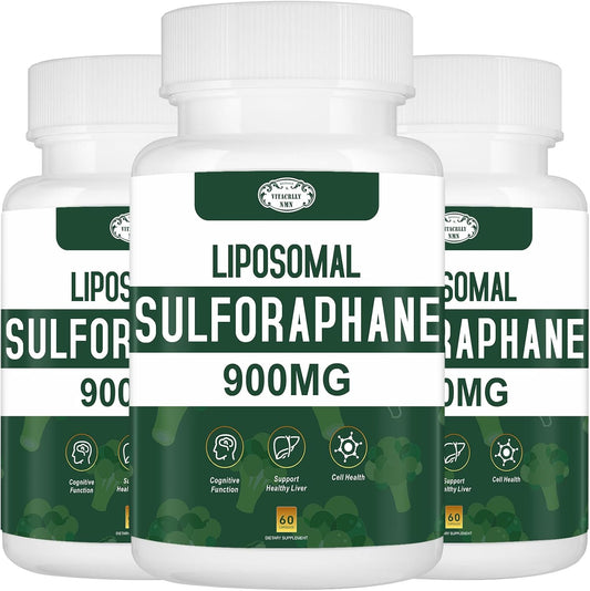 900MG Liposomal Sulforaphane Supplement - Broccoli Extract Liver Health Capsules - Antioxidant, Digestion & Cellular Support