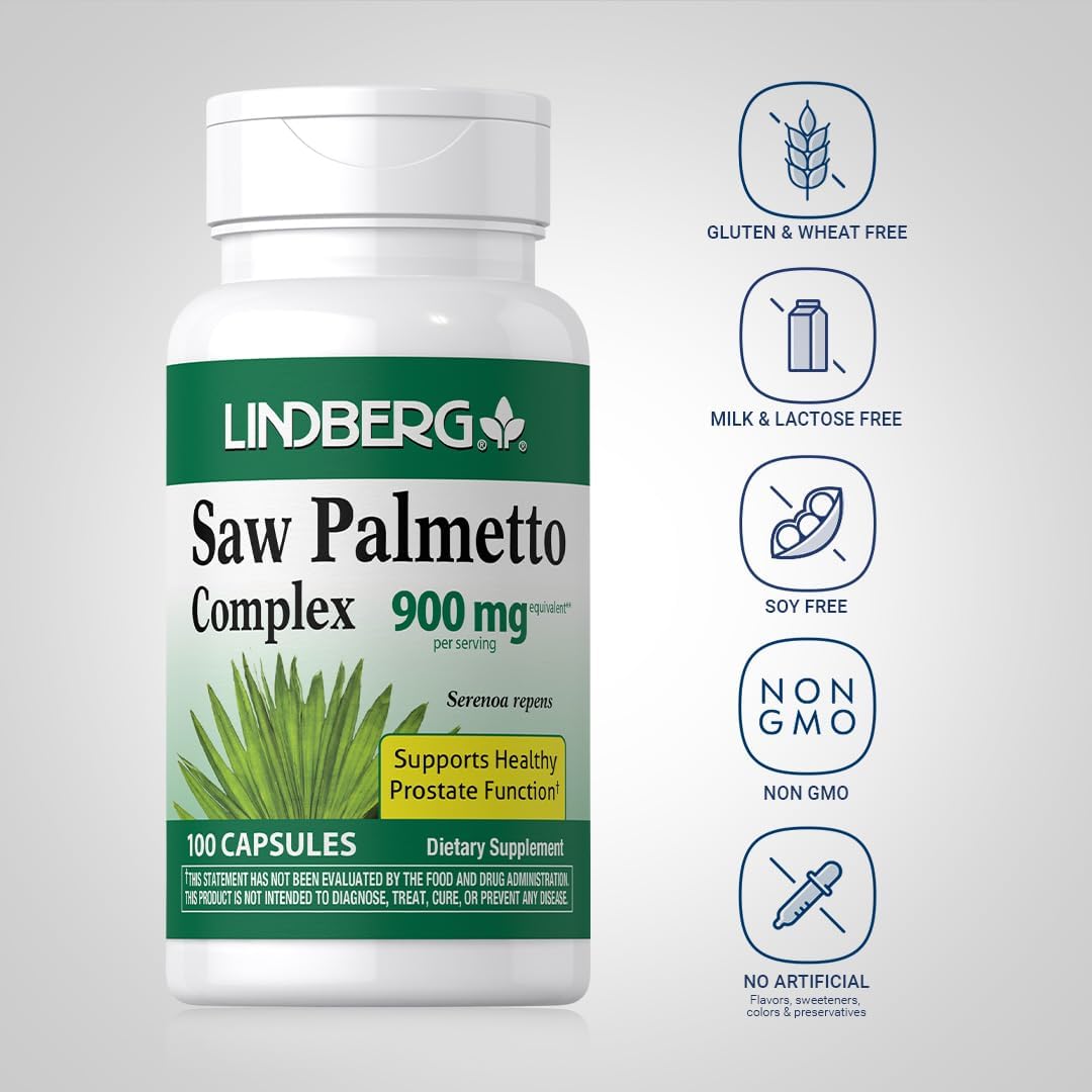 900mg Saw Palmetto Extract Capsules for Men and Women - Non-GMO & Gluten Free - 100 Count