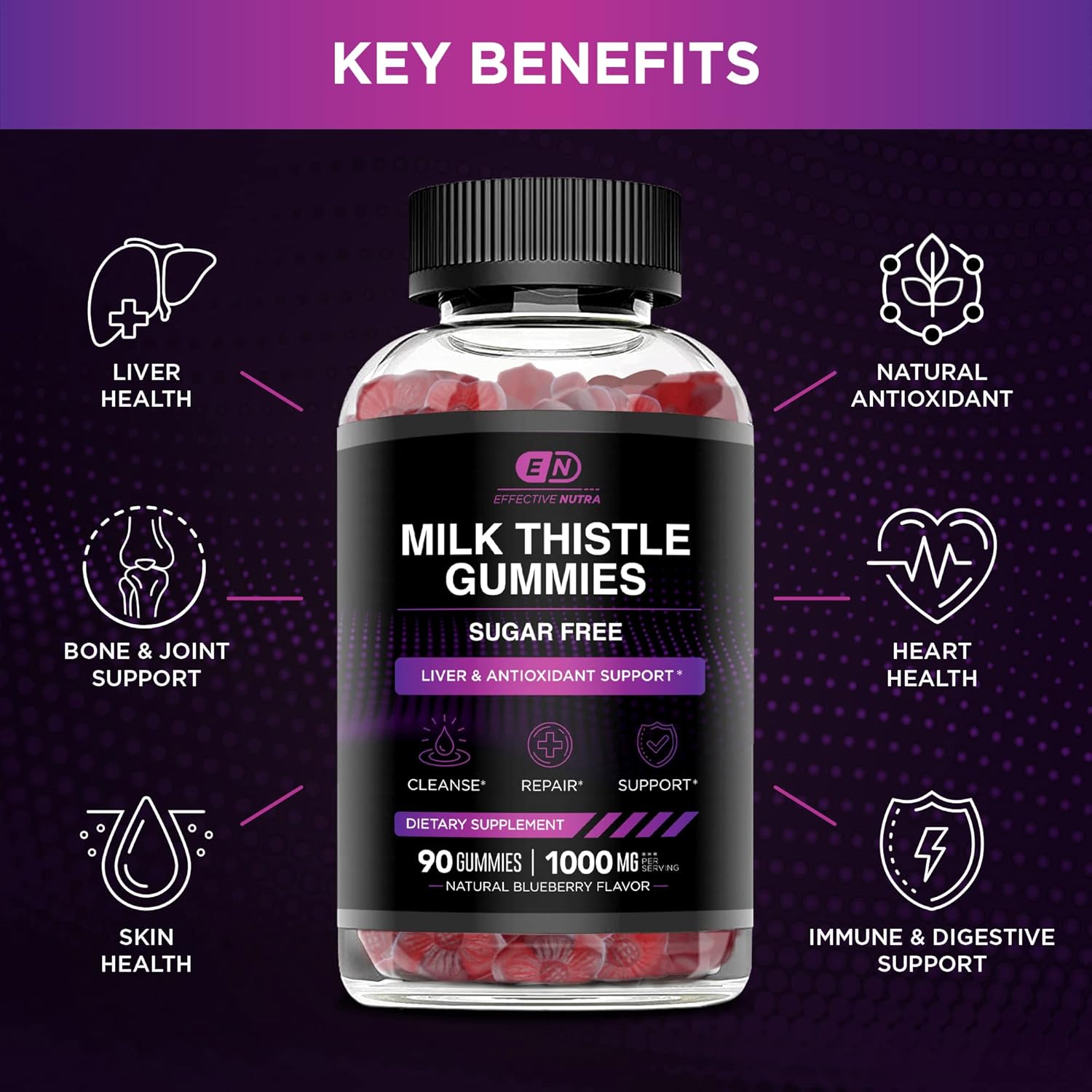 90ct Creatine Monohydrate and Sugar-Free Milk Thistle Gummies: Effective Nutra Supplement Pack