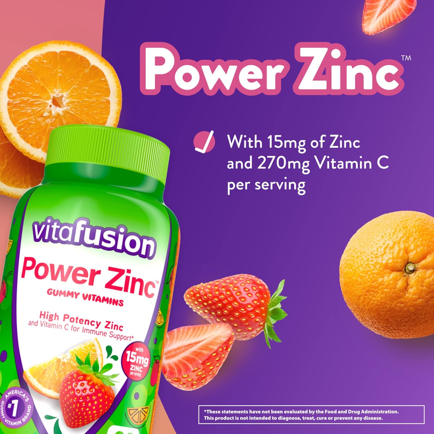 90ct Vitafusion Elderberry & Zinc Gummy Vitamins for Immune Support