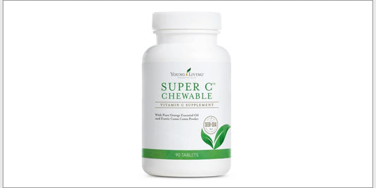 90ct Young Living Super C Chewable Tablets - Vitamin C Supplement with Camu Camu, Acerola, Cherry, Rose Hip Fruit Powder, and Orange Essential Oil