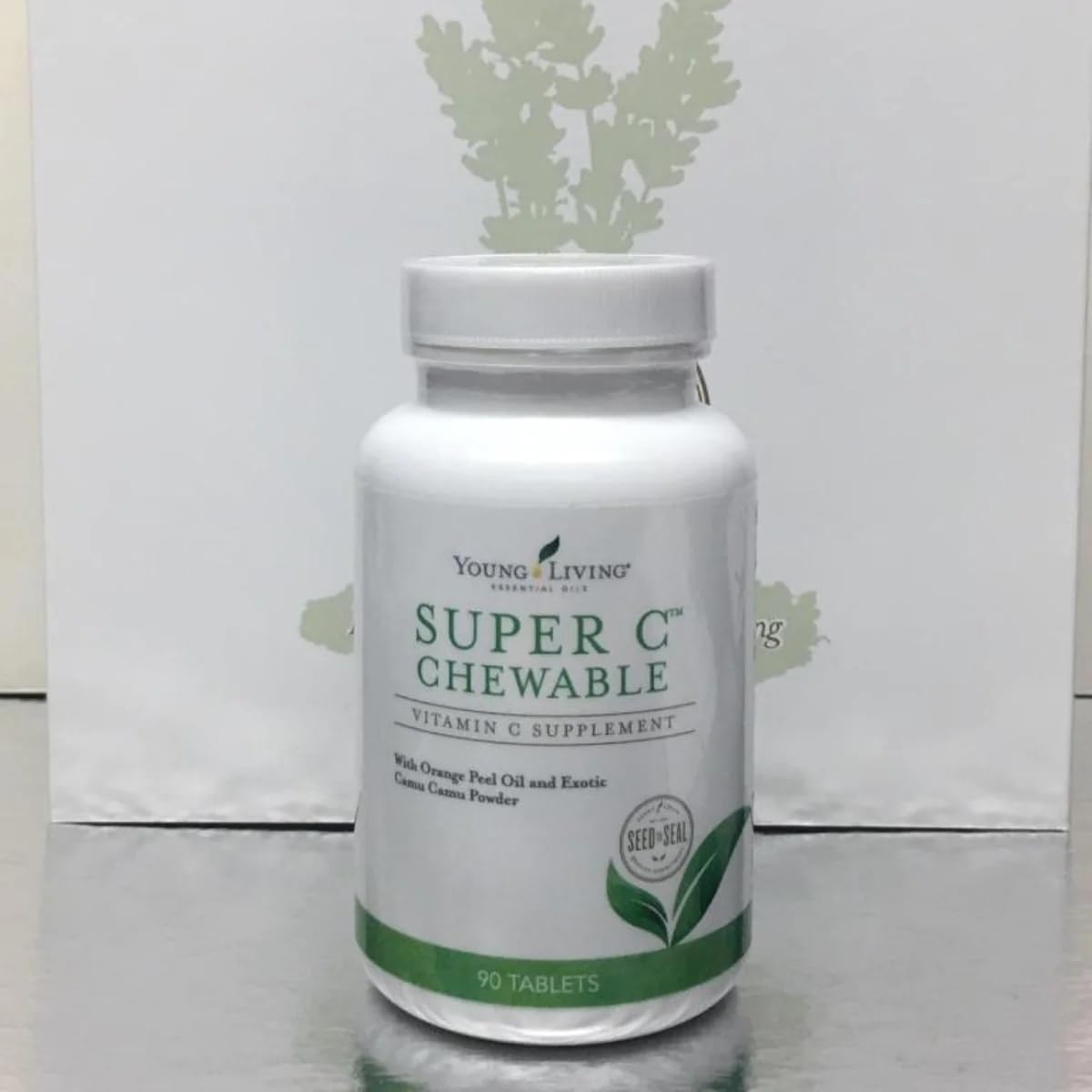 90ct Young Living Super C Chewable Tablets - Vitamin C Supplement with Camu Camu, Acerola, Cherry, Rose Hip Fruit Powder, and Orange Essential Oil