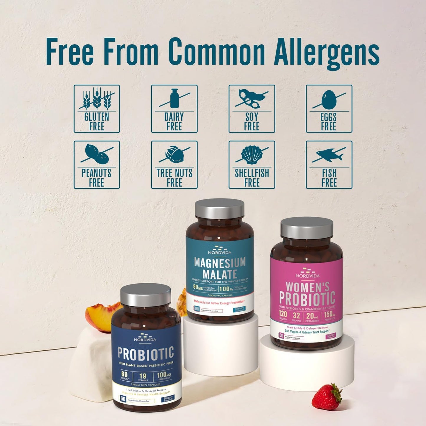 90mg Nordvida Magnesium Malate Capsules for Adults & Kids, Fully Chelated with Malic Acid for Energy & Muscle Health, Gut Friendly & Easy to Swallow