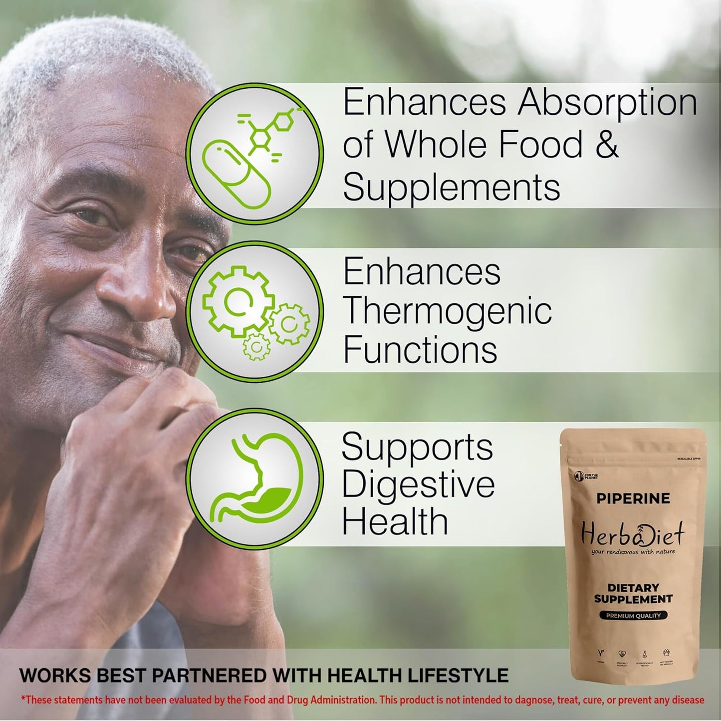 95% Piperine Powder | Black Pepper Extract for Bioavailability | Nutrient Absorption | Gluten Free Non-GMO Supplement