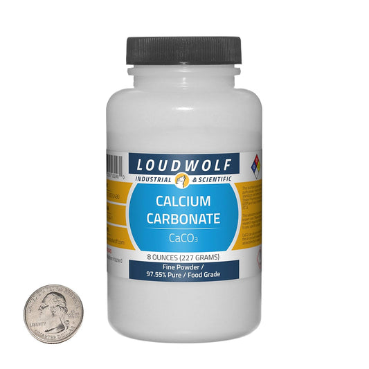 97%+ Pure Food Grade Fine Powder Calcium Carbonate - 8 Ounce Bottle by Loudwolf
