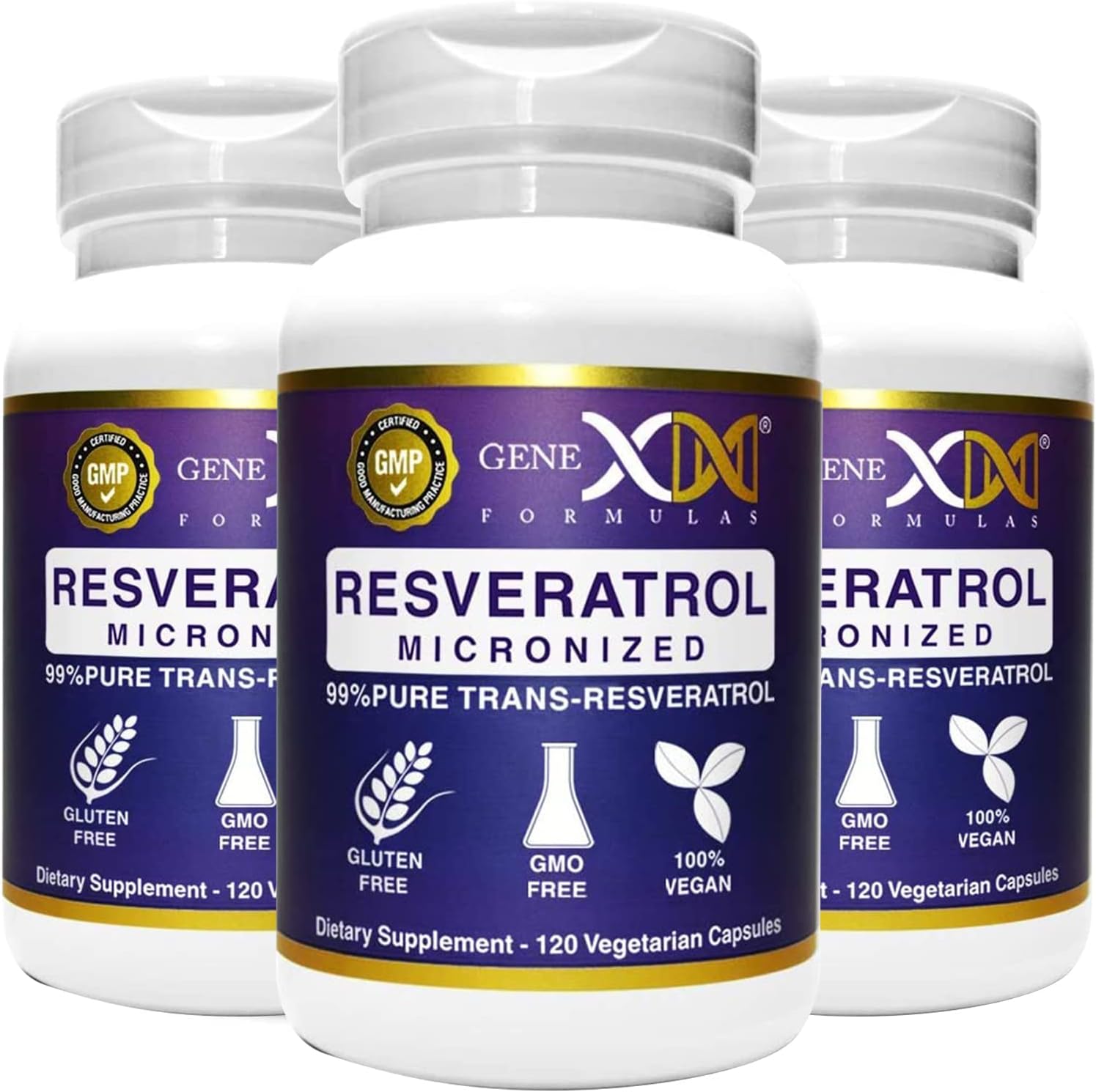 99% Micronized Trans-Resveratrol Capsules with BioPerine for Healthy Aging - 1000mg, 120 Capsules - Organic Pharmaceutical Grade Formula by Genex