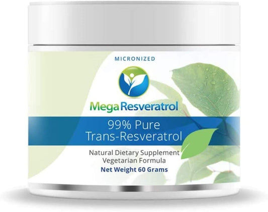 99% Pure Micronized Trans-Resveratrol Powder - 60g Pharmaceutical Grade, Certified Purity, Excipients Free
