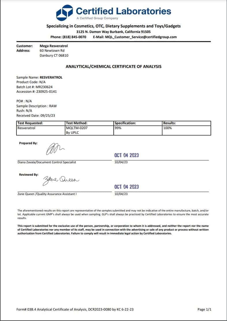 99% Pure Micronized Trans-Resveratrol Powder - 60g Pharmaceutical Grade, Certified Purity, Excipients Free