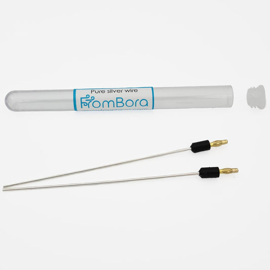 99.99% Pure Silver Wire with Connector, 9999 Purity, 12GA 6" Length, Certificate Included - Compatible with Bora Colloidal Silver Generator