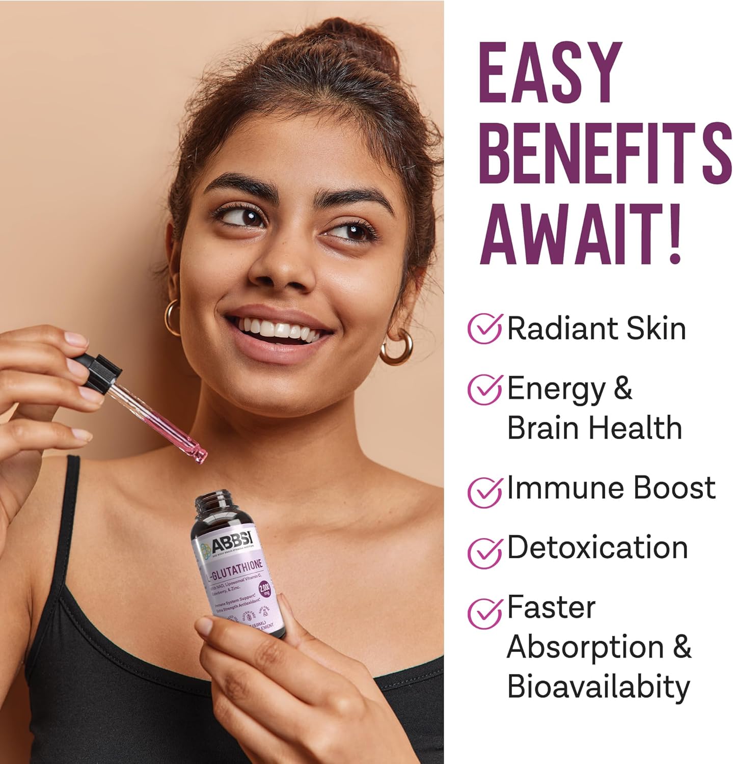 ABBSI Liposomal Glutathione Liquid with NAD & Elderberry - 2000MG - Enhanced Absorption - Powerful Antioxidant - Non-GMO, Vegan, Gluten-Free - 2 fl oz