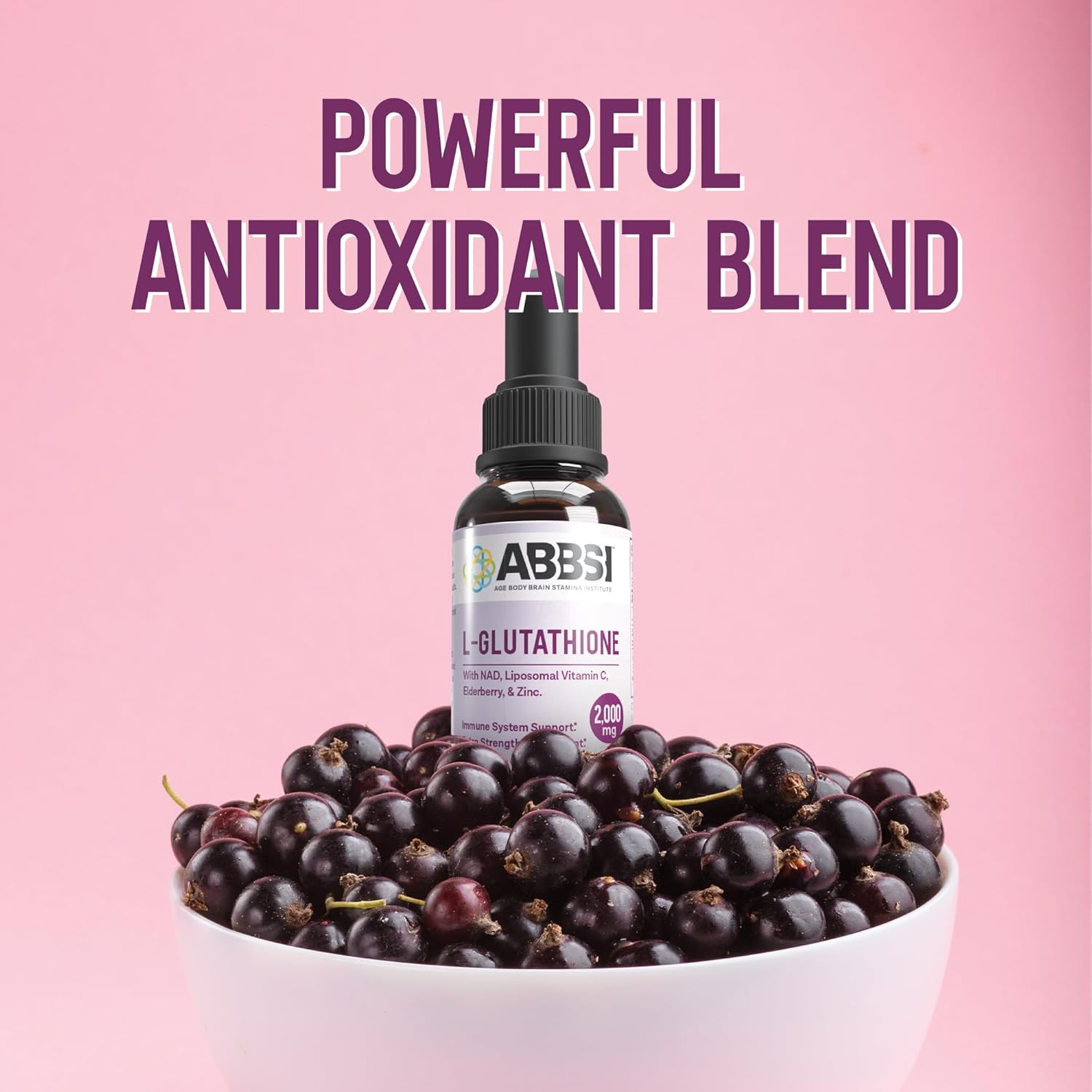 ABBSI Liposomal Glutathione Liquid with NAD & Elderberry - 2000MG - Enhanced Absorption - Powerful Antioxidant - Non-GMO, Vegan, Gluten-Free - 2 fl oz